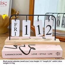 One Wooden Desktop Permanent Calendar With Metal And Wooden Month/Date Display, Gold Finish, Reusable, Suitable For Teachers, Students, Office Workers, Offices, Classrooms, Studies, Home, Desktop Decoration, Classroom Supplies, Country Style Decor, Teacher Appreciation Gift, Teacher's Day Gift, Birthday Gift, Holiday Gift, Desktop Organizer. - Multicolor - View 10