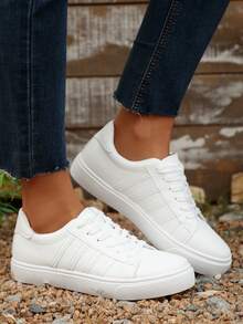 Women's New Outdoor Casual Hiking Versatile Striped Lace-Up Round Toe Black Casual Sports Shoes