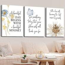 2Dflat, 3pcs, Wood Frame Canvas Print Decorative Painting, Wild Flowers Quote Art, Minimalist Poster, Bohemian Style, Indoor Home Wall Decoration Art. Suitable For Various Spaces Such As Living Rooms, Bedrooms, Bathrooms, Kitchens, Corridors, Offices, Bars, Restaurants, Bookstores, Cafes. It Is The Perfect Gift For Birthdays, New Year's, Valentine's Day, Mother's Day, Father's Day, Thanksgiving, June 10th, 4th Of July Independence Day, Teacher Appreciation, Graduation, Carnival, Bachelorette Party, Anniversaries, Weddings, Halloween, Christmas, And Easter. Very Suitable For Room Decoration And Home Decor. Ready-To-Hang. - 彩色 - 查看 5