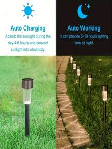 10-Piece Solar Lawn Lights Ground Plug Lights Rust-Proof Small Tube Lights Outdoor Landscape Lighting Suitable For Courtyards, 35 Milliamperes,Gardens And Terraces - Warm light - 查看 2