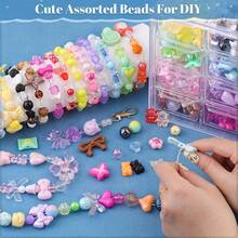 1 袋各式散装亚克力珠子，适合 DIY 珠宝制作，包括花朵、蝴蝶、心形（120 克/240 克） - 6色-橘色+粉紅色+藍色+紫色+黃色+玫紅 - 查看 4