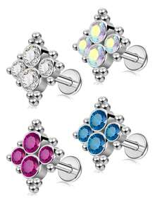 1 pieza Anillo para el labio con gota de agua con rhinestone, joyería para perforaciones en la oreja, Ashley Maduro Medusa, material hipoalergénico de acero inoxidable 316L, diseño de espalda plana con rosca interna, apto para uso diario, fiesta, cita, regalo para novia, amigas, estudiantes, madres - Multicolor - Ver 11