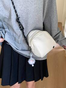 peach tree Women Bucket Crossbody Bag Handbag Peachtree With Cute Plush Pom Pom Charm, Fashion Gift For Girlfriend, Suitable For Shopping, Travel, Commuting, Sports, Outdoor Activities
