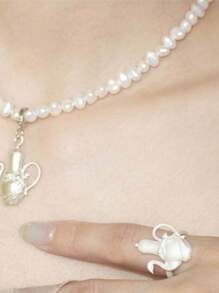 1 Pieza Anillo de mujer con diseño de tetera de bailarina retro exquisita, regalo de joyería personalizado y de moda creativa