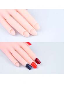 Soft And Flexible Hand Model For Nail Art Practice, Nail Beginner Practice Fake Hand With Insertable Nail Plates, Nail Salon Display And Practice Hand, Rubber Hand Model, Fake Hand Nail Art Training Tool - Beige - View 5