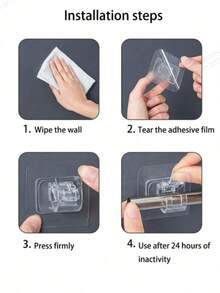 6 件免钉可调节窗帘杆支架夹钩杆支架粘性墙壁窗帘固定夹挂架挂钩 - 無色 - 查看 6