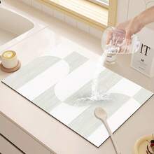 1 pezzo di tappetino per lavaggio e asciugatura semplice e stampato, super assorbente, decorazione da tavolo, tappetino assorbente per lavandino, asciugatura rapida, lavabile, pieghevole e a prova di muffa.
