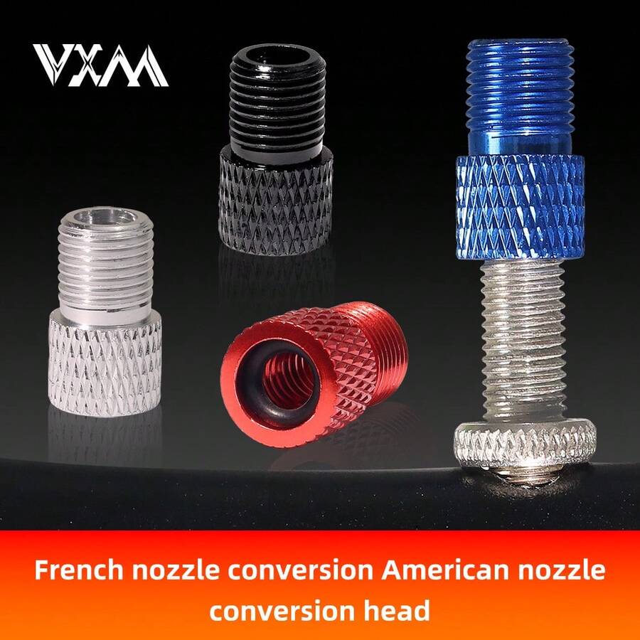 Accesorios para bicicleta de carretera de velocidad única VXM, incluido un adaptador de válvula francesa a americana, de válvula Presta a Schrader, y una bomba - Multicolor - Ver 1