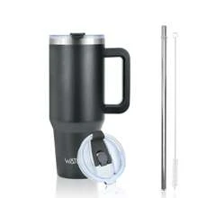watersy 1pc WATERSY 30 Oz/40 Oz Tumbler With Handle And Straw | 100% Leakproof Insulated Tumblers, Vacuum Reusable Stainless Steel Insulated Water Bottle Travel Mug Cup | Includes ALL Accessories:2 In 1 Lid, Stainless Steel Straw, & Cleaner, For Outdoor, Camping