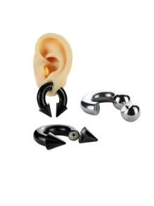 1 Peça Piercing de Septo/Expansor de Orelha Interno com Rosca, Formato de Bola com Picos, Material Aço Inoxidável, Tamanho Grande de 3mm a 10mm