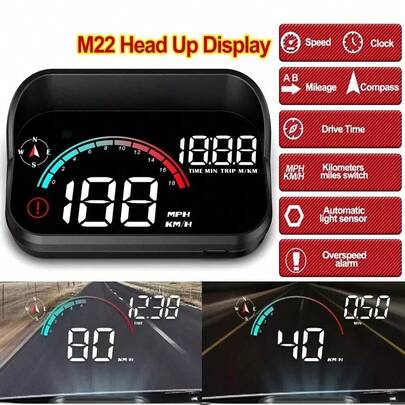 Digital Speedometer Universal GPS Car HUD Head Up Display Car Hud, With Speed, Mileage, Travel Time, Overspeed Alarm, Compass For All 5V Vehicles