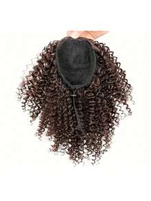 Elegant Kinky Curly Ponytail Extension, High Temperature Fiber, Drawstring African Hairpiece For Women