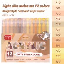 GuangNa 12 colori Penne a pennarello liquido acrilico colore pelle/macaron, punta dritta, adatto per carta, pietra, ceramica, realizzazione di biglietti e artigianato fai-da-te, forniture per la casa e la scuola, regali di Ringraziamento e Natale, forniture scolastiche, ritorno a scuola