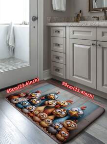 1pc Whimsical "Big Eye Chicken" Bathroom Mat, Bathroom Rug, Non-Slip Bathroom Mat, Modern Minimalist Design, Absorbent, Non-Slip , Small Indoor Carpet, Flannel Bathroom Non-Slip Floor Mat, Thick Soft Kitchen Mat, Suitable For Bathroom, Living Room, Bedroom, Kitchen, Shower Room, Home Decor, Shower Curtain And Party Carpet, Bathroom Decor, Bathroom Accessories Back To School