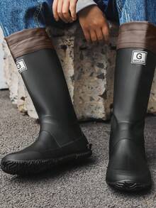 Detachable Portable Outdoor Rain Boots, Unisex Soft High Shaft Waterproof Boots For Camping, Suitable For Men & Women - Black - View 2