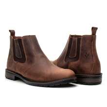 Men's Genuine Leather Casual Chelsea Boot Soft Durable Coffee 3001