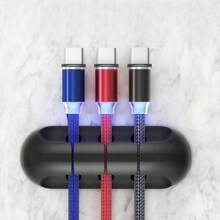 1-Pack Self-Adhesive Silicone Cable Organizer 3-Hole 5-Hole 7-Hole Office Desk Storage Headphone Cable Mobile Phone Data Cable Wire Multi-Function Cable Winder Wall Cable Holder Desktop Storage Rack Back To School