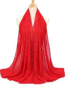 派对 1 件装 女士仿珍珠装饰 时尚围巾 适合日常装饰配饰 女士 - 紅色 - 查看 13