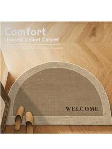 1 件半圆形水晶天鹅绒地垫，聚酯纤维柔软防滑门垫，适用于露台、厨房、客厅、浴室、卧室、阳台、洗衣房、家居装饰、春夏季