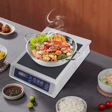 Cocina de inducción, cocina de inducción comercial de 3500 W máx., calentador de alimentos de 35 x 42 x 11 cm, placa de cocción eléctrica para restaurantes, cantinas, - Enchufe EU Tipo E(220-240V) - Ver 6