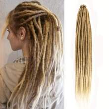20 Stränge 24 Zoll synthetische Dreadlock Extensions Hippie-Stil einseitig gedreht Farbverlauf Blond 0,6 cm Breite Loc Extensions Reggae-Stil gehäkeltes Haar für Frauen, Halloween, Weihnachten