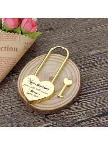 Custom Engraved Heart Key, Personalized Love Padlock, Engagement Lock, Metal Heart Lock With Key, Wedding Commemoration, Valentine's Day