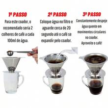 Filtro Coador De Café Inox 103 - Com Pegador em Silicone - Peneira Aço Reutilizável - Prata - Visão 7