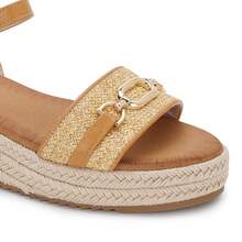Women's Espadrille Platform Sandals With Buckle Strap And Decorative Chain – Comfortable And Elegant For Summer Wear - Camel - View 2