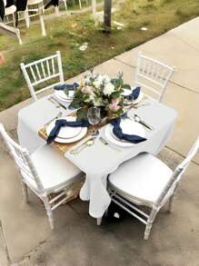 1 Piece White 90-Inch Round Tablecloth: Wrinkle-Resistant And Washable Banquet Tablecloth; Spill-Proof High-Density Fabric Tablecloth Suitable For Wedding Events And Daily Household Use.