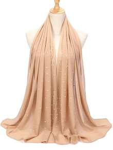 Bufanda de chifón con decoración de diamantes de imitación para fiestas para la vida diaria para actividades al aire libre y viajes - Camel - Ver 18