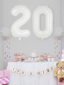 1/2 个 40 英寸大型数字铝箔气球，简单多功能 0-9 白色数字气球，适用于生日派对装饰、周年纪念、100 天庆祝活动、节日和活动、房间装饰、返校、情人节、母亲节、毕业典礼、户外摄影道具