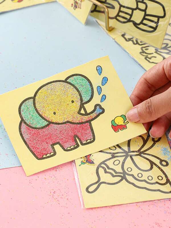 10/20/30 Pcs Kids DIY Sand Art Kit – Creative Colorful Cartoon Craft Set For Children's Gifts, School Projects & Party Activities