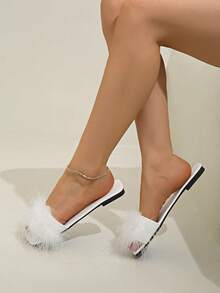 Infradito casual da donna con punta tonda, moda, cinturino, comode, adatte per la spiaggia - Bianco - Visualizzare 4
