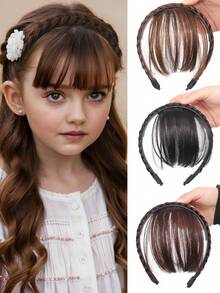 Synthetic Wig Children Bangs Natural Fake Bangs Hair Piece Clip Long Wig Synthetic Hair Band Bangs Headband Headbands For Children Kids, 1PC - Multicolor - View 1
