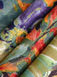 1pc Impressionist Painting Printed Cafe Curtain, Kitchen Doorway Decor Partition Curtain, Japanese Style Cloth Hanging, Year-Round Cabinet Valance Washstand Semi-Curtain, Dust Cover Curtain With No Drilling Required