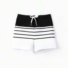 Family Matching Stripe Swim Trunks Or One-Piece Strap Swimsuit - 黑色 - 查看 6