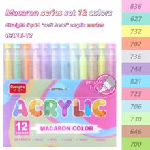 GuangNa 12 colori Penne a pennarello liquido acrilico colore pelle/macaron, punta dritta, adatto per carta, pietra, ceramica, realizzazione di biglietti e artigianato fai-da-te, forniture per la casa e la scuola, regali di Ringraziamento e Natale, forniture scolastiche, ritorno a scuola