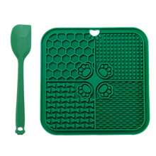1 pièce Tapis d'alimentation lente pour animaux de compagnie à 4 compartiments, 11 couleurs, avec grattoir et outils de répartition, en silicone, ventouse, peut être fixé au mur, convient aux chats et aux chiens