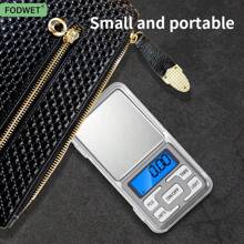 Báscula de bolsillo digital FODWET - Medición precisa 200g/0,01g, 500g/0,1g, pantalla LCD retroiluminada, requiere 2 pilas AAA (no incluidas), ideal para pesar alimentos, joyas y granos, mini báscula de viaje, báscula compacta | Báscula de plástico para volver a la escuela