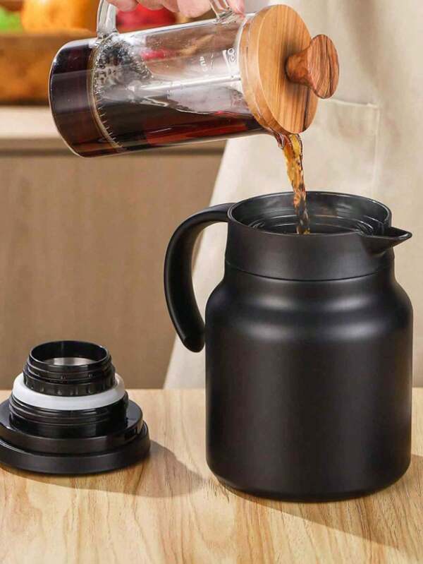 1pc Extra Large Capacity Insulated Flask, Latte Coffee Vacuum Insulated Tumbler, Travel Drinking Bottle, Stainless Steel Iced Tea Pot, Vacuum Double Wall Long Lasting Insulation Leak Proof - Includes Dregs Filter Cup Suitable For Coffee, Soy Milk, Beverages, Tea, Office Or Home Hot Water Bottle, Hand Warmer Back To School