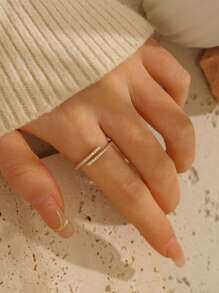 Nooxian 1pc Women Simple Cubic Zirconia Open Ring