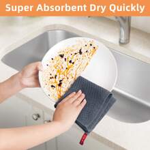 100% Cotton Kitchen Dish Cloth, 6pcs/Pack Waffle Weave Super Absorbent Dish Towels, Quick Drying Dishcloth For Fast Dish Drying, 12"X12"