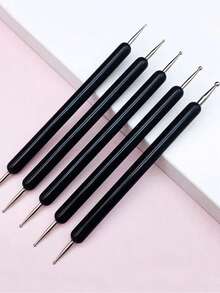 5pcs 2 Way Dotting Pen Tool Nail Art Tip Dot Paint Manicure Kit, For Embossing Pattern Clay Sculpting Nail Art - Black - View 2