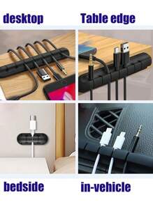 قطعة واحدة من مُنظم الكابلات اللاصق من السيليكون، 3/5/7 فتحات لتخزين سطح المكتب، سماعات الأذن/شواحن الهاتف/الأسلاك الكهربائية، حامل متعدد الوظائف لف الأسلاك، منظم سطح المكتب