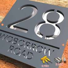 1 pieza Placa personalizada de número de casa acrílica moderna de doble capa con grabado 3D - Letrero de dirección exterior, diseño elegante, montaje en superficie, sin necesidad de electricidad, decoración del hogar, ornamental, reutilizable, multifuncional, elegante, exquisita, de alta calidad, personalizada, única, regalo ideal para él, ella, novio, novia, papá, mamá, familia, amigos, hijo, hija, estudiantes, trabajadores, niños, oficina, salón de té, escuela, hogar