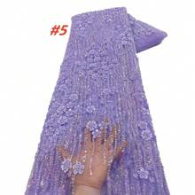 2025 High Quality African Sequins Tulle Embroidered Groom Lace Fabric French Beaded Lace Fabric For Nigerian Wedding Material Dress