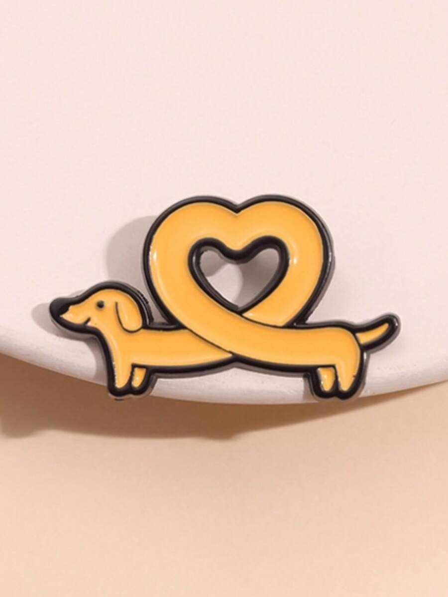 1 Stück süße Cartoon Dackel Liebe Brosche für Schultaschen und Kleidung, Legierung Öltropfen Pferde Pin Anstecker Accessoire