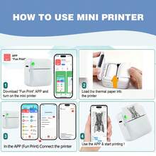 GOTOOGO Mini Thermal Printer, Portable Inkless Printer, Compact Pocket Printer, Compatible With IOS And Android, For Printing Photos, Diaries, DIY Works, Children's Electronics, Fujifilm Cameras, Children's Cameras, Film Cameras - Multicolor - View 6