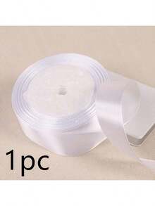 1 条白色缎带，多种宽度：0.6/1/1.5/2/2.5/4/5 厘米、缎带蝴蝶结、彩色缎带、涤纶缎带、礼盒丝缎带、提花缎带 - 白色 - 查看 10