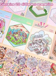 50 piezas Pegatinas decorativas DIY para casa, pegatinas de paisajismo, pegatinas de escenas (incluye 20 escenas, 26 hojas de material) Pegatinas en 3D estereoscópicas de pequeñas casas para escenas en miniatura para manualidades DIY, scrapbooking, pegatinas de paisaje, pegatinas para cuadernos, pegatinas de clasificación manual, escenas de casas pequeñas, reutilizables, disponibles en varios tamaños